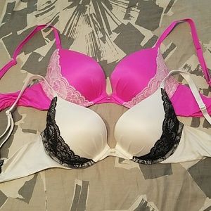 TWO Victoria's Secret Fabulous Push Up Bras- 34C